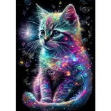 YEJIKJ Diamond Painting Set, Lila Katze Diamond Painting, Diamond Painting Tiere, 5d Diamant Painting Bilder Kinder Erwachsene, Diamant Painting for Home Büro Chlafzimmer Eingang Wand Dekoration