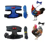 2 Stück Hühnergeschirr mit Leine, Verstellbares Hühner-Geschirr mit Leine, Atmungsaktiv Hühnerwestem, Trainingsgeschirr Haustiergeschirr für Huhn, Henne, Ente Oder Gans Lauftraining