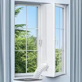 Klimaanlage Fensterabdichtung, Fensterabdichtung für Mobile Klimageräte, Wäschetrockner, Ablufttrockne, 400cm Hot Air Stop Geeignet für Fenster, Flügelfenster, Dachfenster, Kein Bohren, Weiß