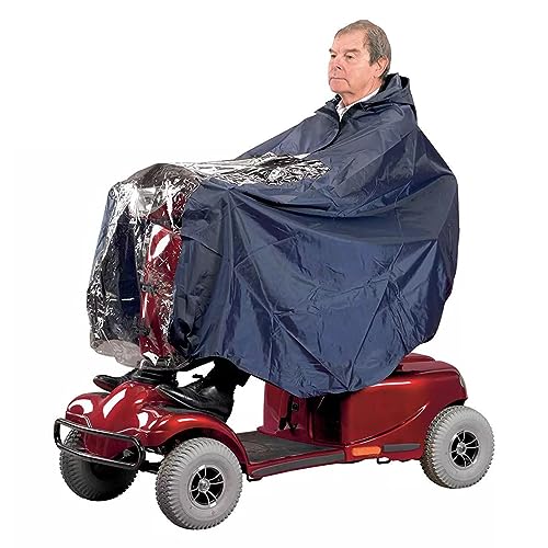 Regenponcho für Elektrofahrzeuge, Regenschutz für Mobilitätsroller, winddicht, wasserdicht, Rollstuhl-Regenmantel, Umhang für Outdoor-Aktivitäten, mit Kapuze und durchsichtigem Panel