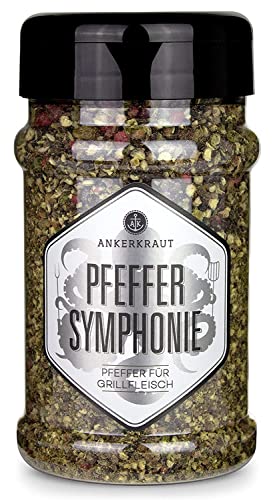Ankerkraut Pfeffer Symphonie, 160g im Streuer, Pfeffermischung grob gestoßen, veredelt mit Rosa Beeren und Piment