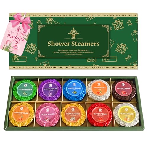 Shower Steamers, 10 Pack Shower Bombs Aromatherapy with Natural Essential Oils, Personal Care and Relaxation Birthday Gifts for Women and Men, Gifts Set