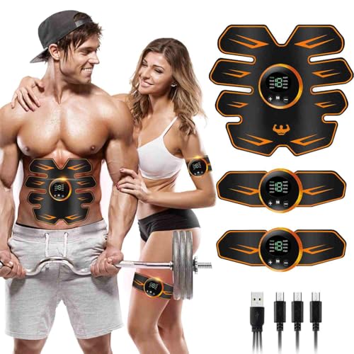 YOUKK EMS Muskelstimulator Trainingsgerät,Smart Fitness-Gerät Bauchmuskel Trainingsmaschine,Mehrere Modi,Wireless Portable Bauchgürtel Muskelaufbau ABS/Bauch/Arm/Bein 8 Modi und 19 Stufen