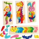 Holzpuzzle für Kinder,WolinTek 4Pcs Steckpuzzle Holz Montessori Spielzeug Lernspielzeug Pädagogisches Geschenk für Kinder 2 3 4 5 Jahre,Geschenk zu Weihnachten und Geburtstag