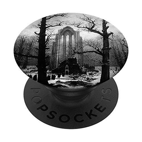 Caspar David Friedrichs Klosterfriedhof im Schnee PopSockets PopGrip: Ausziehbarer Sockel und Griff für Handys/Tablets mit Tauschbarem Top