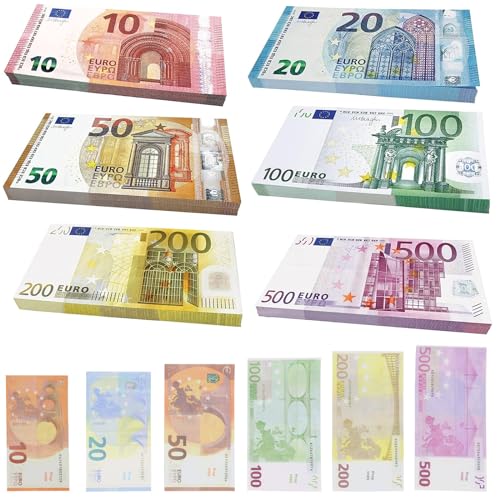 JOKILY Spielgeld Set, Prop Money, Spielgeld Euro Scheine, Filmgeld Geldscheine, Fake Money, Spiel Geld, Cash Toy Kinder-Falschgeldspiel, Movie Money Prop Money für Lern Spiel