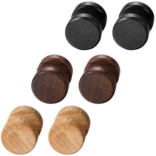 Aroncent 6er(3 Paare) Set Ohrringe Holz 12mm Ohrstecker Edelstahl Ohrringe Tunnel Ohrstecker Holz Piercing Ohr Vintage Ohrringe Hanteln für Damen und Herren