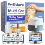 ProElobara Cat Calming Pheromone Diffuser: Cat Calming Pheromones Diffusers for Multicat - Reduces Stress and Anxiety with Calming Pheromones - Helps Control Bad Behavior with Calm Pheromone 60 Day