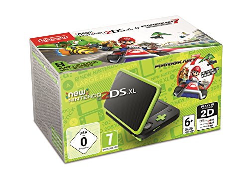 New Nintendo 2DS XL Schwarz + Apfelgrün inkl. Mario Kart 7