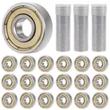 30 Stück 608zz Kugellager Kohlenstoffstahl Skateboard Kugellager Double Shielded Rillenkugellager Kugellager 22x8x7mm 608 Bearings für Skateboards, Roller, Inline Skates (Silber)