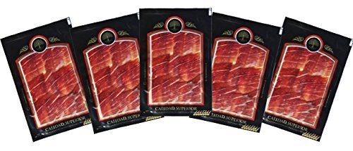 Packen iberischen Schinken 5 Packungen mit 100 gr. Vakuum-Verpackung.