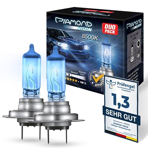 Diamond Vision 2x H7 12V 55W | Xenon Look | Halogen KFZ Autolampen | Kaltweiß | zweimal so langlebig | Duobox | E-Prüfzeichen | PX26D