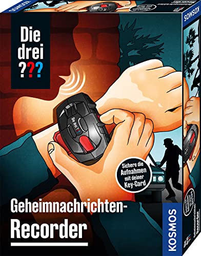 Die Drei ??? Geheimnachrichten-Recorder von KOSMOS, Aufnahmegerät mit Verschlüsselung für Botschaften, Geheimnisse, Beobachtungen, Detektiv Spielzeug Set für Kinder ab 8 Jahre, mit Armband