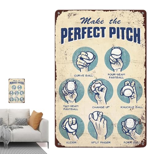 Baseball-Raumation, Baseball-Schild - Baseball-Kunst-Wand- Kreative Baseball-ation für Jungenzimmer, Vintage-Baseball-Blechschilder-ation