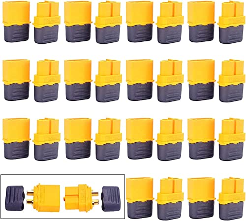 GTIWUNG 15 Pairs 15 Paar XT60 Batterie Anschlüsse, XT60 Männlich Weiblich Stecker Buchse, XT60H Mantelgehäuse Stecker für RC-Modell und mehr (15 Stück XT60H Stecker + 15 Stück XT60H Buchse)