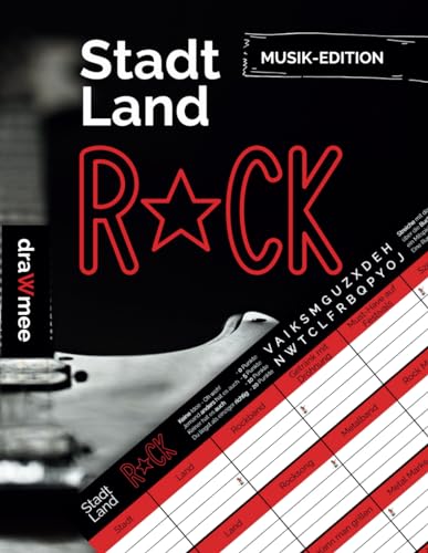 Stadt Land Rock: Quiz für echte Rock n Roller, Metalheads & Punkrocker - Geschenk Heavy-Metal Rock: Spielblock mit 35 Blatt Din-A4 (Seiten zum Ausschneiden)