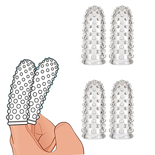 ALMYMM 4 pcs Fingerhüllen Silikon Masturbation, Sexfinger Ticklers Set G-Punkt Fingerspitze,Finger Sleeve Erotik Fingerüberzieher Massage Extrem Sex Spielzeug für Männer Frau Paare