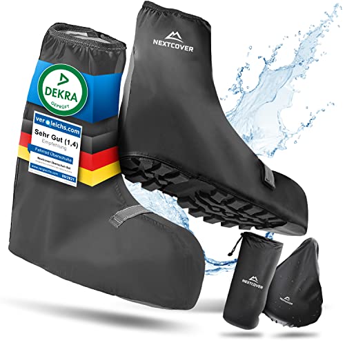 Nextcover® Schuhüberzieher wasserdicht I 100% wasserdichte Fahrrad Überschuhe I Reflektierende Regenschutz Schuhe I Regenüberzieher Schuhe I Überzieher Schuhe I Schuhschutz I Überschuhe Fahrrad