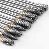 Hartmetall Frässtifte Set, 10 Stück Doppelschnitt-Frässtifte mit 3mm Schaft kompatibel mit Dremel, Drehwerkzeug Zubehör für Schleifen, Schnitzen, Metallpolieren, Gravieren, Bohren