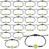 Mikovivi 20stk Verstellbare Sportarmbänder, Armbänder für Sportpartys Sport-Charm-Armbänder Inspirierende Sportball-Armbänder Sportschmuck für Frauen Männer Sportler Geschenke (Tennisball)