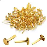 100 Stück Mini Brads Musterbeutelklammern Rundkopfklammern Musterklammern Metall Rundkopfklammern Scrapbooking Brads Musterklammern Für Schule Büro Papier Briefklammern Basteln Handwerk DIY(Gold)