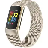 surundo Kompatibel mit Fitbit Charge 6/Fitbit Charge 5 Armband für Damen Herren, Magnetverschluss Maschen Schleife Verstellbares Metall Bänder für Fitbit Charge 6/Fitbit Charge 5