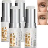 Turmeric Retinol Eye Cream Stick, Lumibalm for Under Eye Bags, Under Eye Cream for Puffiness And Bags, Dark Circle Under Eye Balm Stick Hydrating, Anti Aging Eye Brightening Balm (4Pcs)