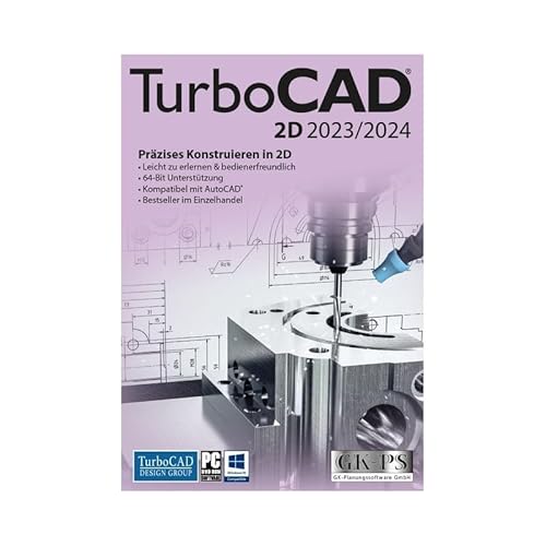 TurboCAD 2D 2023/2024 - Leicht zu verwendende 2D-CAD Software | 2D | 1 Gerät | 1 Benutzer | PC Aktivierungscode per Email