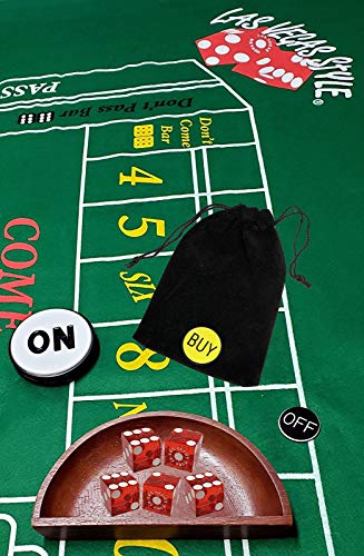 Craps Starter Kit Sets mit authentischen Las Vegas Casino Tisch-Würfel (Caesar's Palace (rot poliert))