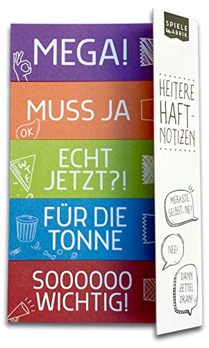 HEITERE HAFTNOTIZEN | 250 lustige Page Marker für Markierung LINKS | Block mit witzigen Klebezetteln | Freche Sprüche für Büro, Schule, Uni | Kollegen, Schüler, Studenten | 5 x 50 Blatt | 6 x 2 cm