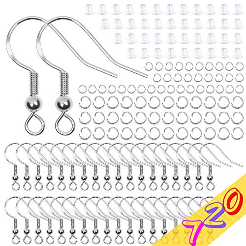 Hypoallergenes Ohrring-Haken-Set, Anezus 720-teiliges Ohrring-Herstellungs-Set mit hypoallergenen Ohrring-Haken, Ohrring-Verschlüssen und Biegeringen zur Herstellung und Reparatur von Ohrringen