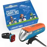 SPEED BUDDIES Fahrradlicht für Kinderfahrrad, StVZO zugelassene Fahrradlampe für Kinder, LED, USB-C (orange/blau+blau)