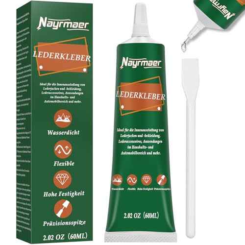 Nayrmaer Lederkleber Extra Stark, 60ml Wasserdicht Kleber für Leder, Lederkleber für Sofa, Pu Lede, Jacke, Geldbörse, Gürtel und Schuhe usw. (Leather Glue) (LGN2)