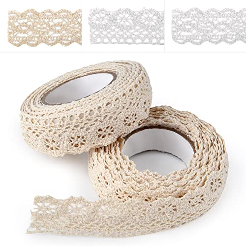 ASTARON Selbstklebende Spitze, Spitzenband im Vintage-Stil, Beige, selbstklebendes Zierband, Spitzenband, für Handwerk, Hochzeit, Dekoration, Scrapbooking, Geschenkbox(Stil A – Beige)