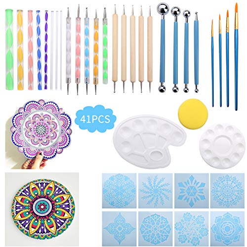 Dotting tool , Liesun 41 Stück Mandala steine bemalen set, Mandala Rock Punktierung , Malerei Werkzeuge Dotting Tools dot painting dot painting werkzeug zum bemalen