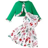 Yoolhamy Baby Mädchen Kleid und Strickjacke Sets Kleinkind Floral Print ärmelloses Kleid und lange Ärmel Mantel 2Pcs Outfits