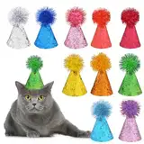 10 Stück Katzen-Geburtstags Mütze, Mini-Party Hüte Bunte Hunde-Geburtstags Mütze Niedlicher Cone-Katzen-Party Hut Hunde Hüte Mit Verstellbare Party Hüte Für Welpen-Kätzchen-Kleintier-Kostüm-Zubehör