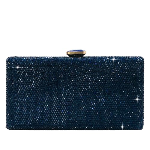 Boutique De FGG Kristall Clutch Tasche Damen für Hochzeit Abendtasche Strasssteine Party Kristallene Handtasche Braut-Geldbörse, Mini, Marineblau