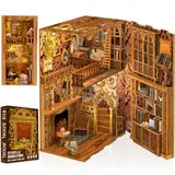 Cutefun Book Nook Puppenhaus Kit,DIY Miniatur Puppenhaus Bücherecke Bibliothek Häuser Modellbausätze mit LED Leuchten Bücherregal Dekor,Eternal Bookstore(YS05)