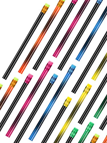 Outus 30 Stück Farbe Wechsel Stimmung Bleistift mit Radiergummi Schwarz Holz Bleistifte Wärme Aktiv Farbe Thermochrom Stifte (30)