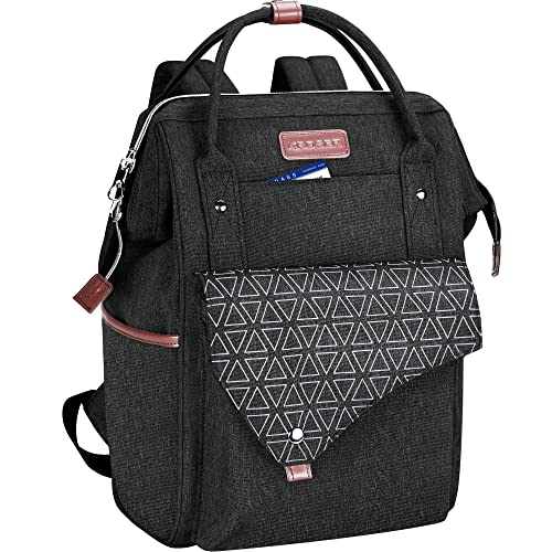 KROSER Rucksack Damen für Schule Laptop Rucksack 15,6 Zoll Schulrucksack Daypack wasserdichte für Universität/Reisen/Business/Arbeit Frauen/Männer, Schwarz