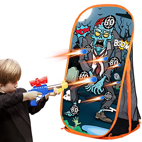 Schießen Zielscheibe Spiel Kinder Jungen Spielzeug für Nerf Gewehre - Zombie Schießscheibe mit Netz Indoor Outdoor Spielzeug Geschenke für 5 6 7 8 9 10+ Jahre alt Junge Mädchen (Zombie im Anzug)