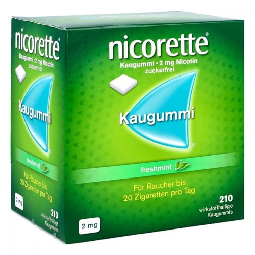 NICORETTE Kaugummi Vorratspack 2mg freshmint – Nikotinkaugummi zur Raucherentwöhnung – Minzgeschmack –2mg Nikotin – Rauchen aufhören – 210 St.