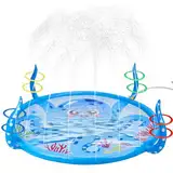 Anpro Sprinkler für Kinder, Aufblasbare Octopus-Wasserspielzeuge für Jungen und Mädchen, Sommer Outdoor-Spiel mit 8-Ring-Wurf, Garten-Wasser-Sprinkler-Sprühspielzeug, Spaßgeschenk für Kinder