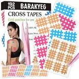 BARAKYEG Gittertape 192 Stück,Gitterpflaster Set in 3 Größen(108x S,72x M,12x L)Mix Pack,Akupunkturpflaster Cross Tape Gitterpflaster mit Pinzette,Narbenpflaster,Selbstklebend Starker,Crosstapes,bunt