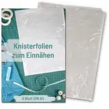 Hochzeit DIY Knisterfolie zum Einnähen 6 Blatt DIN A4, waschbar und vielseitige Näh-Anwendung - Knistertuch mit mega Knister Effekt - Raschelpapier als Näh Zubehör und Häkelzubehör