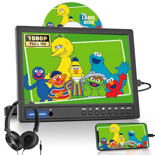 Arafuna 12,5 Zoll DVD Player Auto,1080p Auto Fernseher, DVD Player Auto Kinder Supporte l'entrée USB/TF, HDMI, AV, Non Rechargeable