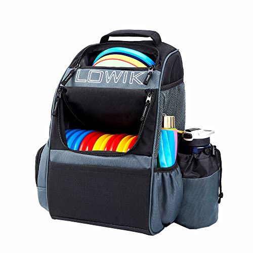 Lowik Disc Golf Tasche, Mehrere Aufbewahrungstaschen, Shuttle Bags Rucksack, leicht, langlebig, leicht zu transportieren, Rucksack mit 20+ Kapazität für Anfänger, Hobbyist, Erwachsene, Jugendliche, L,