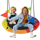 Kruzzel Nestschaukel Outdoor für Kinder und Erwachsene Bis 150 kg - Gartenschaukel Ø 110 cm - Langlebig & Wetterfest - Doppelschaukel für 2 Kinder 25284
