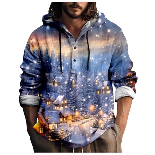 SRZYMJ Weihnachtspullover Herren Weihnachten Kapuzenpullover Hoodie Kreativer Weihnachts Pullover Weihnachtsmann 3D Hoodie Lustiger Bequemes Langarm Sweatshirt Kapuzenpulli XXL Christmas Sweater